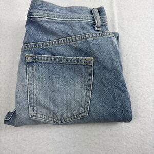 We The Free People Jeans Womens Size 27 Blue Cropped Distressed Denim Button Fly